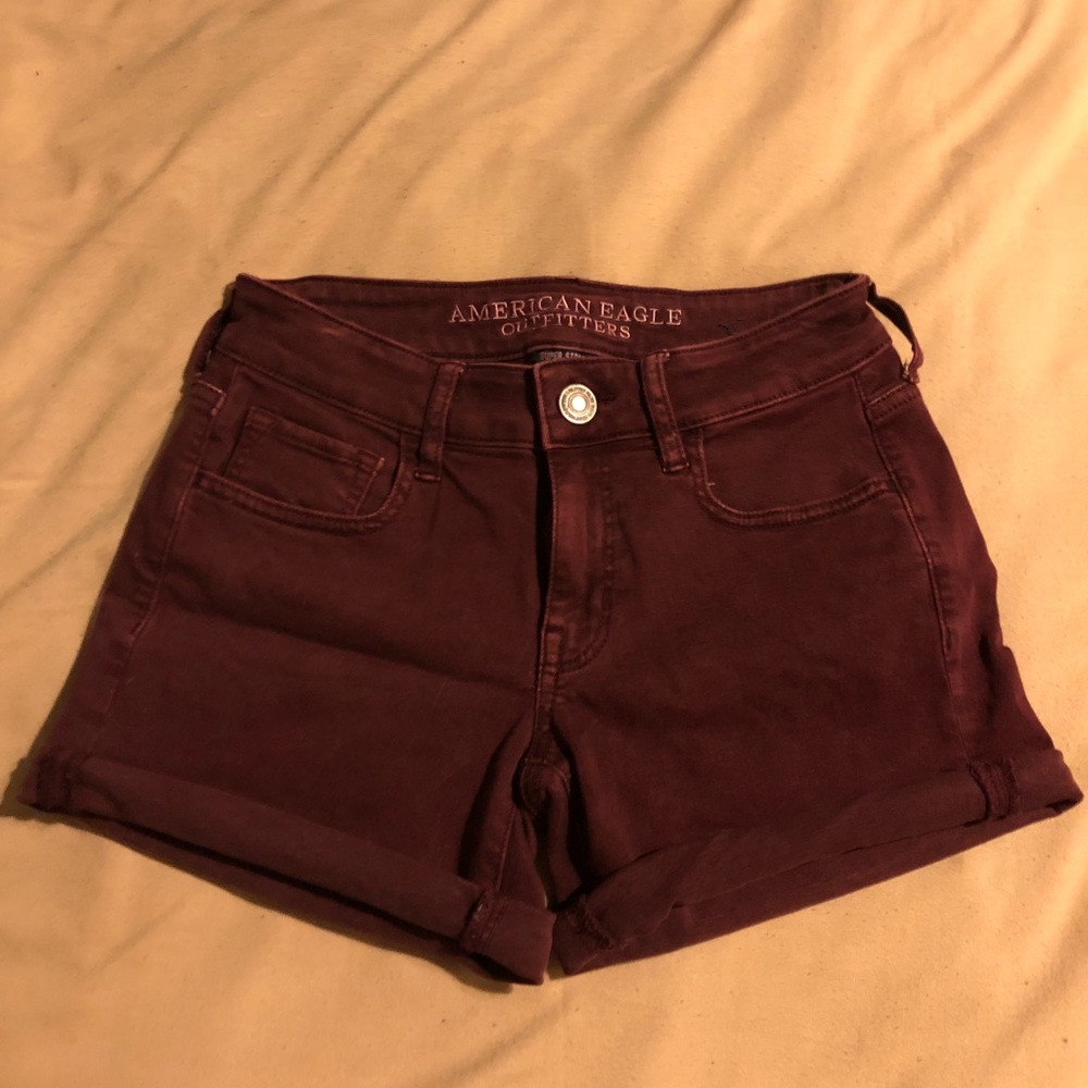 Maroon American Eagle midi shorts